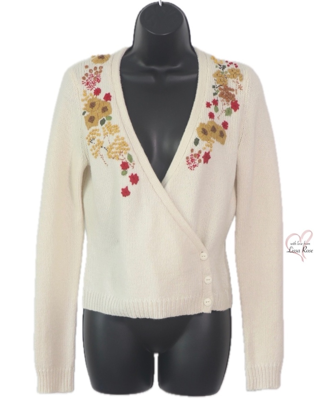 Embroidered Cardigan, Floral & Button Detail (Mabyn by Guinevere, Anthropologie)